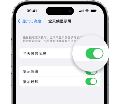 下花园苹果15预约维修分享iPhone15如何设置全天候显示屏幕可见 